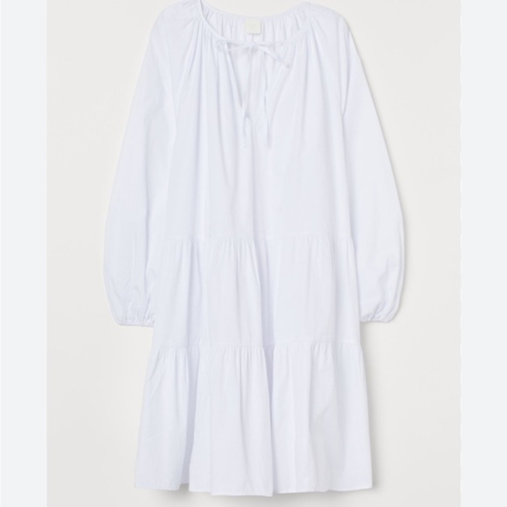 H&M Puffed Sleeve White Dress Size Small